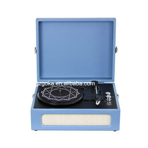 La tendance rétro du gramophone LP bleu à 3 vitesses phonographe platine vinyle tourne-disque couverture en cuir PU Belt-Drive <span class=keywords><strong>Gramaphone</strong></span> - Product Image 1