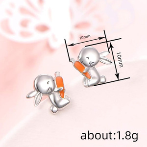 Cute Rabbit Carrot Stud Earrings for Women Sweet Daily Wear Ear Accessories - Product Image 4