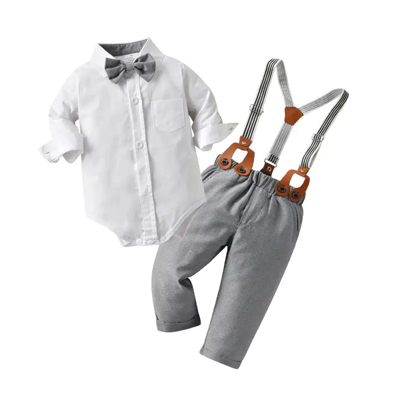 अच्छी बिक्री सज्जन आउटफिट कपास छोटे सूट लंबी आस्तीन बच्चों बुटीक शिशु कपड़े