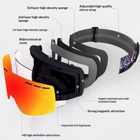 Masque de snowboard rose 2025, grand miroir, masque de ski rabattable, anti-buée, cylindrique, unisexe, magnétique pour hommes et femmes