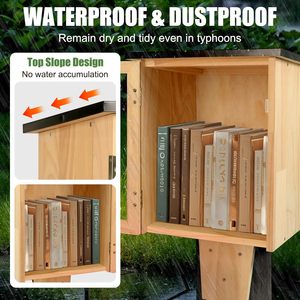 Wholesale <strong>Outdoor</strong> Library Book Box Little Library Wood Box <strong>Outdoor</strong> Waterproof Book Box Wood <strong>Cabinet</strong> for Sharing Books - Product Image 3