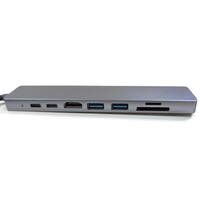 Amerikanischer 8-in-1 RJ45 Ethernet Netzwerk-Port PD USB 3.0 Port Typ C zu USB-Hub USB C Hubs 3.0 Adapter für Laptop PC Mac pro