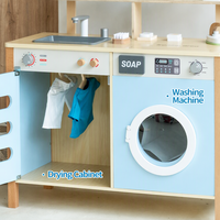 Ensemble de jeu en bois pour le linge et la salle de bain, 3-en-1 : miroir de coiffeuse pour enfants, évier jouet et station de machine à laver de simulation