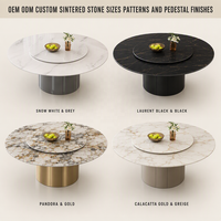 Ensemble de table à manger moderne de luxe avec plateau en pierre frittée et base en métal, table à manger ronde pour salon, hôtel, appartement