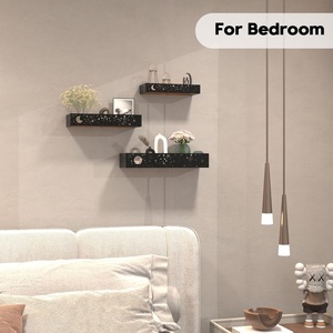 Moon and Stars <strong>Wall</strong> Shelves Black, Set of 3 Small Floating Shelves for <strong>Bedroom</strong> Living Room <strong>Wall</strong> <strong>Storage</strong> or Decor, Brown Board - Product Image 6