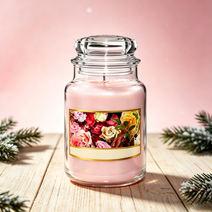 Vela de Cera de Soja con Logotipo Personalizado de Marca Privada, 22 oz, Venta al por Mayor, Hecha a Mano, Ecológica, con Aceite Esencial, Aroma a Rosas Frescas, Barras Perfumadas para Navidad - Product Image 1