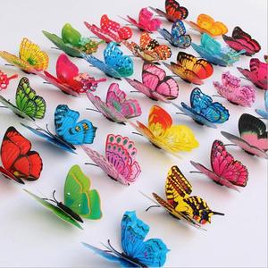 Autocollants muraux 3D papillon Art Déco CHOOWIN, réutilisables, imperméables, décoration de <span class=keywords><strong>chambre</strong></span> à coucher pour mariage et fête (rose + bleu) - Product Image 2