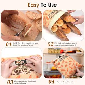 ถุงใส่ขนมปังซาวโดว์เคลือบขี้ผึ้ง <span class=keywords><strong>2</strong></span> ชิ้น, ถุงเก็บขนมปังซาวโดว์แบบใช้ซ้ำได้ ขนาด XL ทำจากผ้าฝ้ายธรรมชาติเคลือบขี้ผึ้ง, เก็บความสดใหม่ - Product Image 5