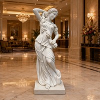 Statue de femme en marbre sur mesure grandeur nature avec sculpture de fruits - Exquise jeune femme grecque classique pour la décoration de manoir
