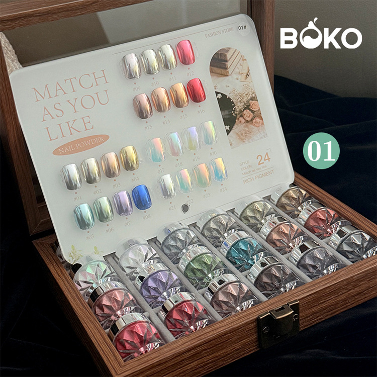 Caja de madera vintage de 24 colores 01