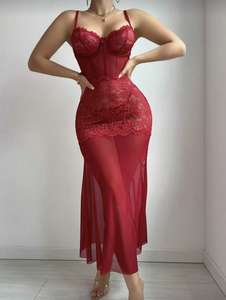 C250013 Lencería sexy de encaje Malla Vestido largo exótico Ropa de dormir Camisón Ropa Mujer Camisones Sexy Ropa de dormir Corsé Lencería - Product Image 5