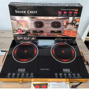 Cocina de inducción con pantalla táctil, 2 placas, <span class=keywords><strong>placa</strong></span> de cristal negro, horno de inducción, estufa de inducción eléctrica con ventilación de baja potencia - Product Image 6