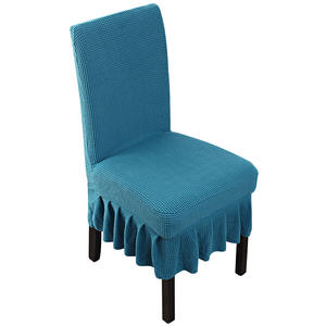Housses de chaise en velours épaissi, style jupe élastique, couleur unie, polyester, lavables en machine, pour chaises de salle à manger d'hôtel - Product Image 3
