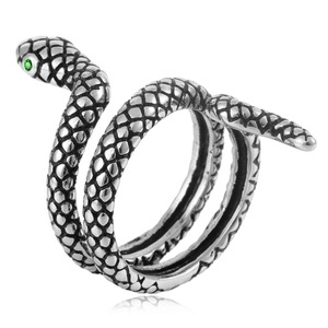Anillo de Serpiente yunique, Color Oro y Acero, Engaste de Puntas, Joyería Unisex para Regalo, Diseño de Animal del Zodíaco - Product Image 4