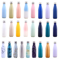 Bouteille d'eau isotherme en acier inoxydable à double paroi de 500 ml (17 oz) couleur personnalisée pour la gym, les sports de plein air, le froid et le chaud