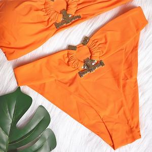 Strass Bikini Boucle Shorts Nouveau Split Féminin Solide Couleur <span class=keywords><strong>Sexy</strong></span> 2 Pièces Maillot de Bain pour Femmes Travailleur à Domicile Travail - Product Image 4