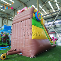 WINSUN Combo Château Gonflable et Toboggan Sec Thème Bonbons en PVC Écologique, Installation Facile, Garantie 2 Ans pour Enfants en Extérieur