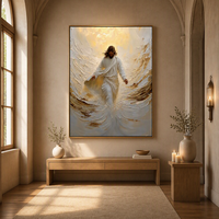 Peinture religieuse artisanale de Jésus, art chrétien spirituel moderne en acrylique texturé épais, cadeau chrétien pour la décoration de la maison et de l'église