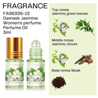 Nouveau Flacon Personnalisé 3ml – Parfum Roll-on Huile de Jasmin Floral, Clou de Girofle et Musc Arabe pour Femme – Bille en Verre