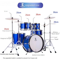 JELO Ensemble de batterie jazz compact 5 fûts 3 cymbales pour enfants de 3 à 14 ans – Idéal pour la pratique musicale