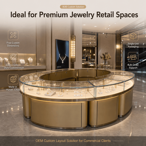 Diseño Interior de Joyería de Lujo en Acero Inoxidable con Vitrina de Vidrio LED, Muebles Personalizados para Tienda de Joyería - Product Image 2