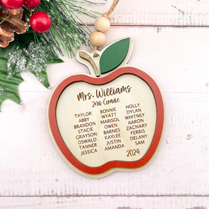 Grabado Adorno de madera <span class=keywords><strong>Estudiante</strong></span> Nombre Día del maestro Regalos Graduación Tarjetas de regalo manzana - Product Image 2