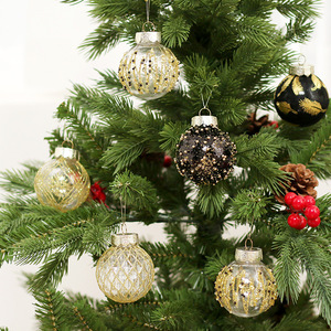 Nouvelles décorations <span class=keywords><strong>de</strong></span> Noël, ensemble <span class=keywords><strong>de</strong></span> boules <span class=keywords><strong>de</strong></span> Noël en plastique PET peintes <span class=keywords><strong>de</strong></span> couleur noire <span class=keywords><strong>et</strong></span> dorée, boules <span class=keywords><strong>de</strong></span> décoration pour arbre <span class=keywords><strong>de</strong></span> Noël - Product Image 1