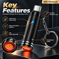 Mini briquet électronique USB Type-C pour téléphone avec capteur de souffle, briquet sans flamme pour porte-clés EDC