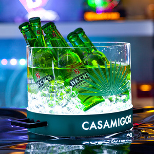 바 KTV 파티용 맞춤형 12L 모던 아크릴 LED 발광 아이스 버킷, 고급 와인 & 칵테일 서빙용 - Product Image 3