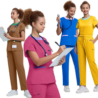 Hastane Kullanımı İçin OEM Servis Dokuma Cerrahi Üniforma Takımları Unisex Siyah Spandeks/Polyester Kırışmaz Nefes Alabilen Özel Hemşire Üniforması