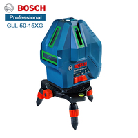 Niveau laser vert professionnel BOSCH GLL 50-15 XG, 5 lignes, 1 point de plomb, 15 m, auto-nivelant, IP54, mesure de ligne laser