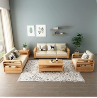 Canapé en bois massif de style nordique pour usage domestique ; Canapé d'angle moderne et minimaliste pour petit appartement à louer ; Canapé d'angle