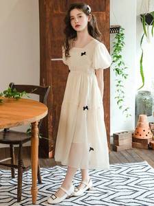 MS เดรสลำลองเด็กผู้หญิงผ้าชีฟองผูกโบว์ ไซส์ 120 ซม. ถึง 170 ซม - Product Image 3