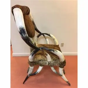 水牛角椅与古老设计的手工天然维京人角椅