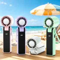 Ventilateur portable pliable avec affichage numérique, mini-ventilateur de refroidissement, ventilateur de poche pliable, ventilateur de cou à suspendre pour l'extérieur