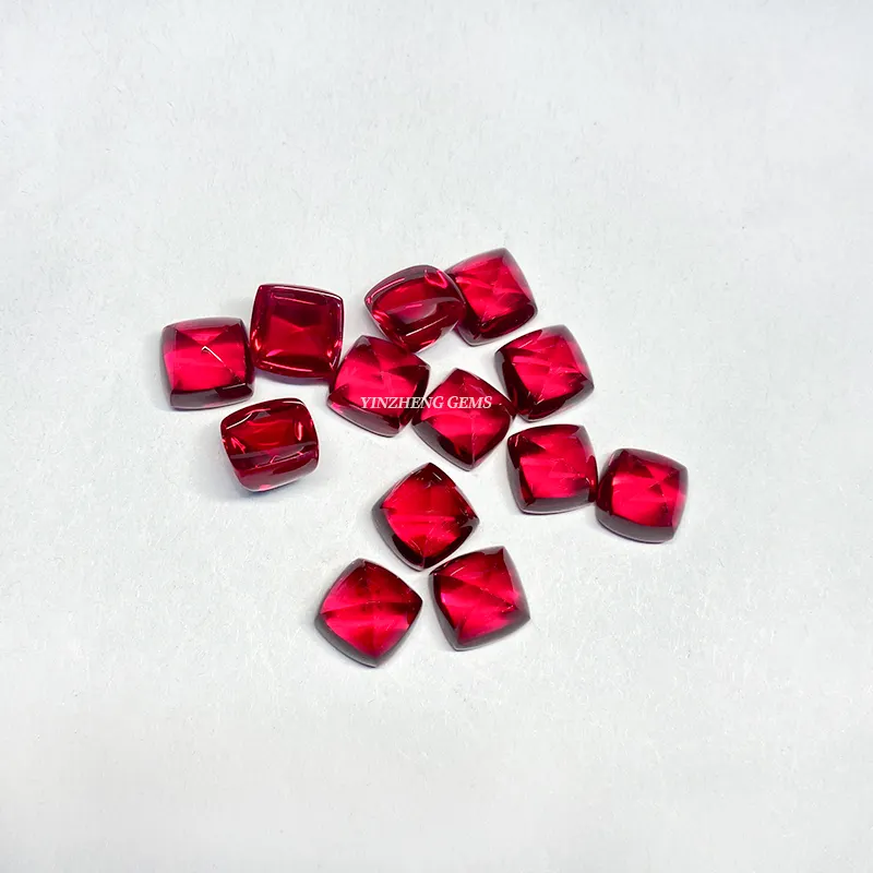 Factory Direct Supply Pigeon Blood Ruby Stone Polished Square Sugar-Loaf Cut Lab Grown Ruby Loose Corundum Gemstone