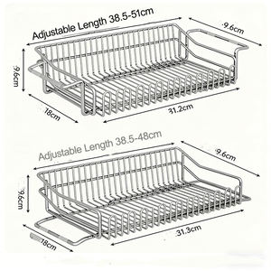 Scolapiatti Retrattile in Acciaio Inox <span class=keywords><strong>a</strong></span> Singolo Livello, <span class=keywords><strong>Salvaspazio</strong></span> per <span class=keywords><strong>Cucina</strong></span> - Product Image 4