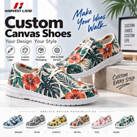 Chaussures basses en toile personnalisées OEM ODM avec logo et motifs imprimés, chaussures décontractées à marque privée pour hommes et femmes