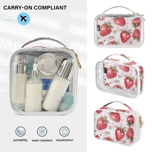 Hawaii Custom Puakenikeni LeiVintagePink Cute Strawberry 2-piece Transparent <b>Makeup</b> <b>Storage</b> Bag Travel Toiletry Bag - Product Image 5