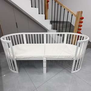 <span class=keywords><strong>Lit</strong></span> de bébé ovale en bois 4-en-1 avec moustiquaire intégrée pour nouveau-né - Product Image 3