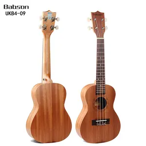 Promosyon ucuz stok sapele vücut okoume boyun ahşap gitar şeffaf mat konser 23 inç ukulele acemi için standı ile