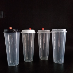 23oz 700ml custom disposable injection pp plastic clear milk tea cup bubble tea cup with lid