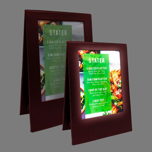 Menu de table numérique en cuir PU rouge pour restaurant, double page, format A5 A6, avec éclairage LED, vente en gros - Product Image 1