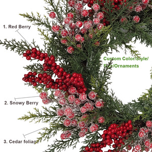 <span class=keywords><strong>Guirlande</strong></span> de Noël artificielle en cèdre et cyprès, décorée de baies rouges givrées, pour ornement de Noël, cheminée, escalier, décoration de fête - Product Image 4
