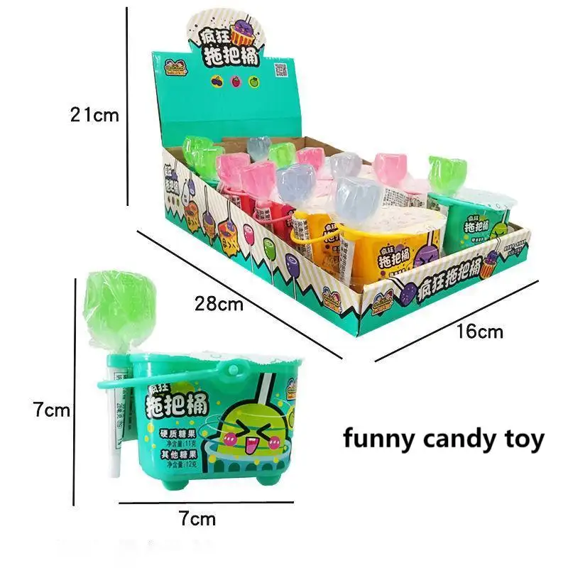 2023新着子供の面白いキャンディーおもちゃクレイジーモップバケットハードキャンディーおもちゃ