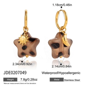 Pendientes Colgantes con Estampado de Leopardo Vintage, Piedra Natural con Microincrustaciones, Acero Inoxidable Chapado en Oro, Joyería para Mujer, Lote Pequeño - Product Image 6