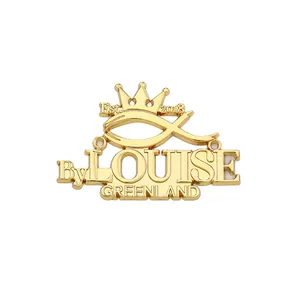 Custom Design Logo Fashion Decorative Zinc Alloy Crown Metal Tag Label for Clothing Sewing Letter Plate