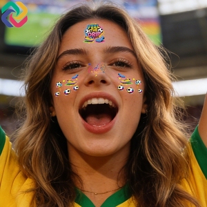 Autocollant personnalisé Coupe du Monde de Football 2026, protections de joue pour fans, <span class=keywords><strong>tatouages</strong></span> <span class=keywords><strong>temporaires</strong></span> pour événements, étiquette en PVC imprimée UV avec vernis - Product Image 3