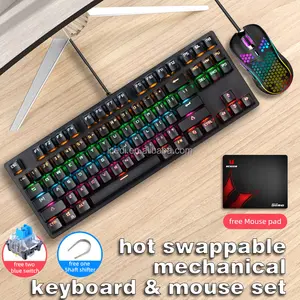 Factory Supplied Wired 87 Key Mechanical Keyboard And Mouse Combination Standard Ergonomics USB OEM Status Multimedia