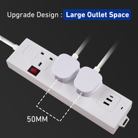 Enchufe Estándar del Reino Unido, Tipo-C, Cable de Extensión USB de 3 Metros, Enchufe Múltiple, Regleta de 4 Tomas, Puerto USB, Interruptor de Enchufe de Extensión de 13 A